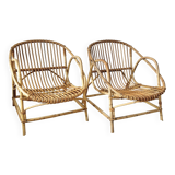 Vintage rattan shell armchair