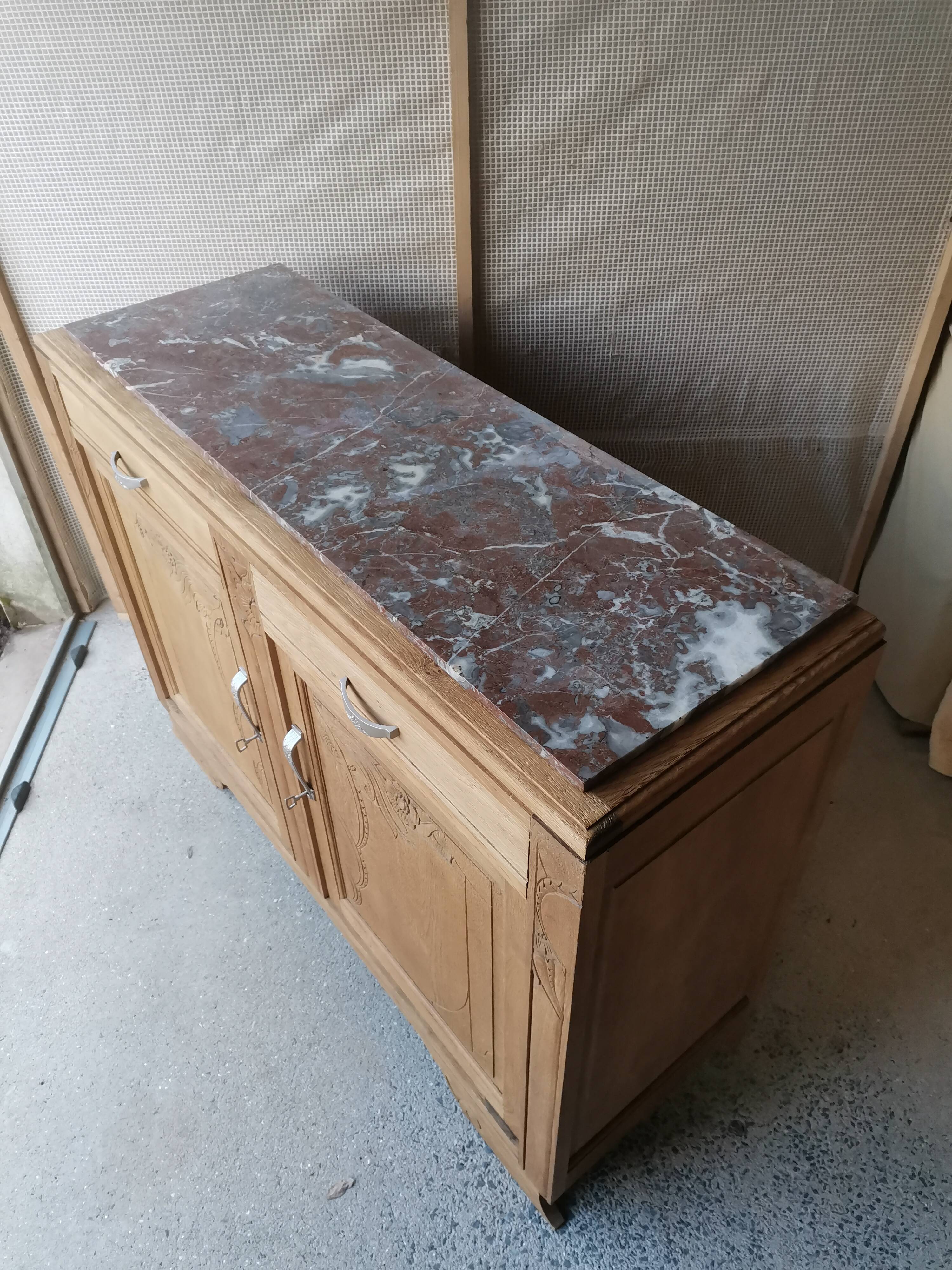 Art Deco wooden and marble buffet