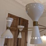 Italian chandelier in the 50s style - 5 arms and 10 lights - ceiling light