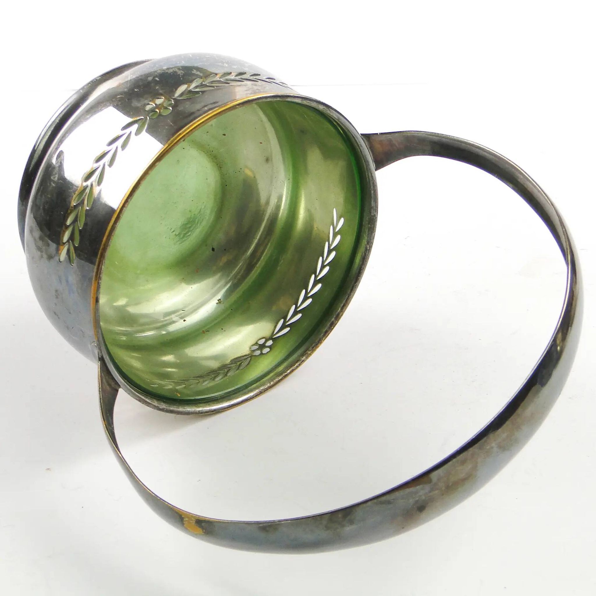 Art Nouveau sugar bowl, silver-plated brass, Hungary, 1930s