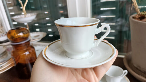 6 Yugoslav porcelain coffee cups - FP Zaječar - white and gilding