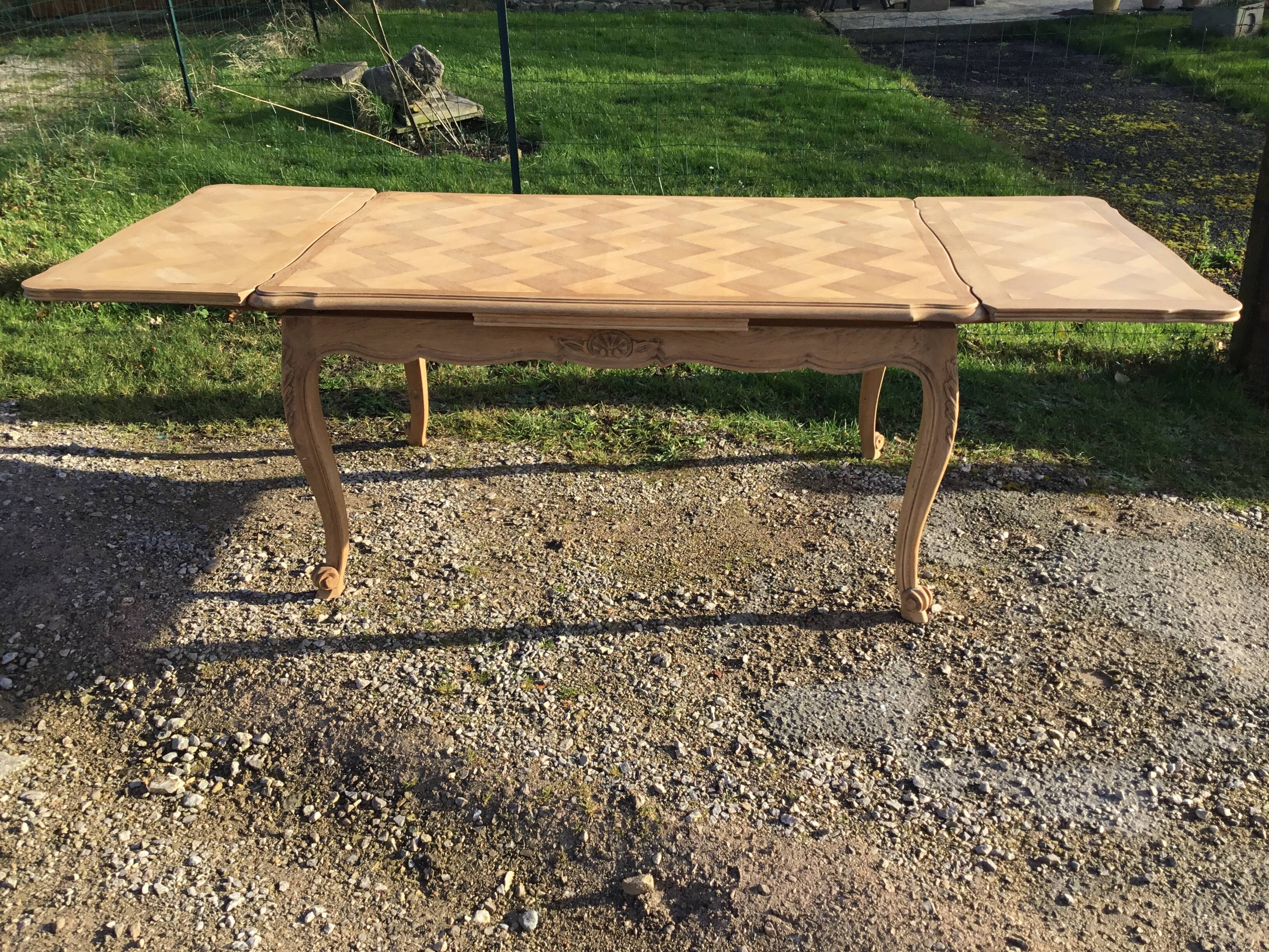 Louis XV style table in stripped and lightened oak