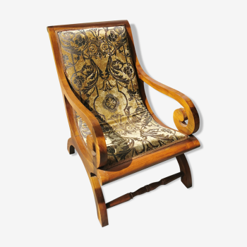 Colonial armchair in reupholstered teak