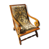 Colonial armchair in reupholstered teak