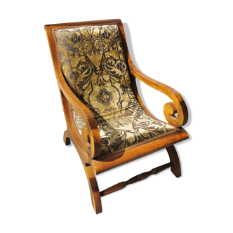 Colonial armchair in reupholstered teak