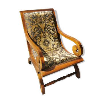Colonial armchair in reupholstered teak