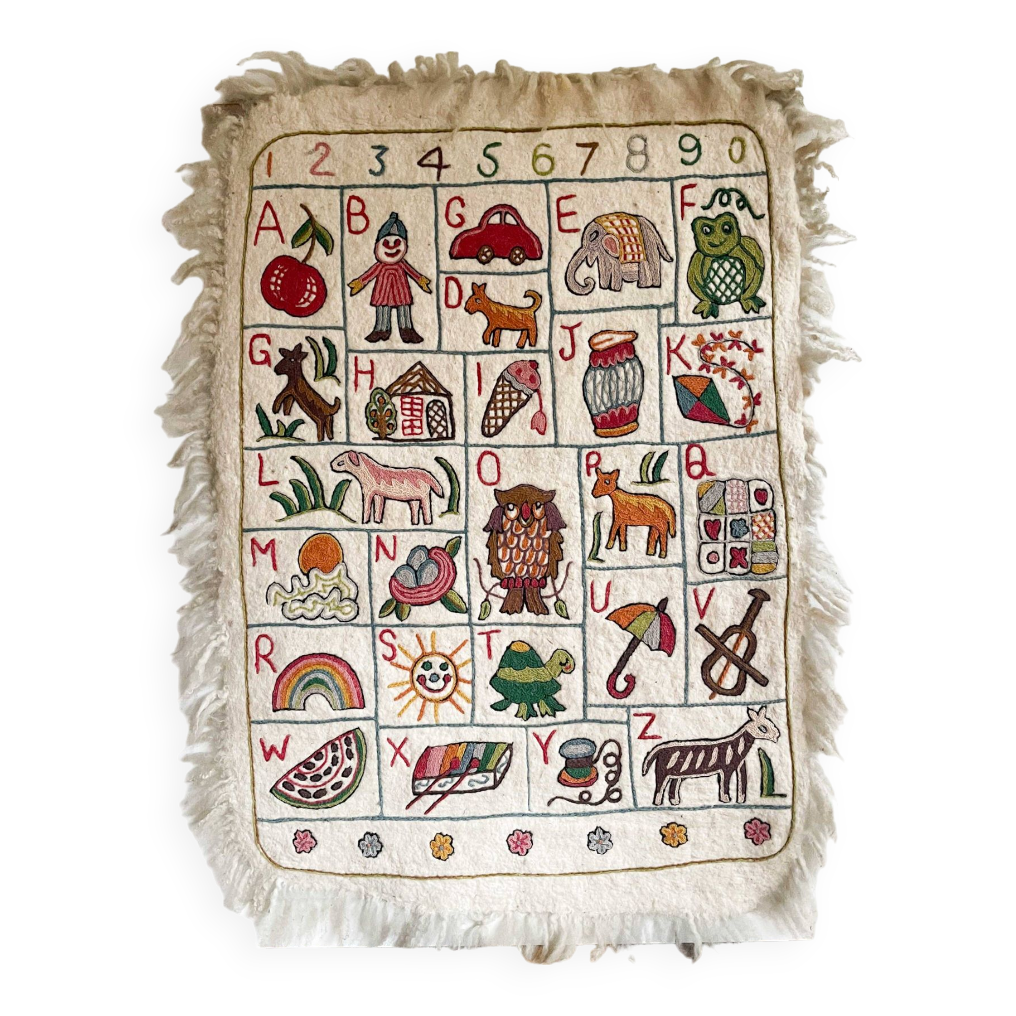 Vintage alphabet wall rug