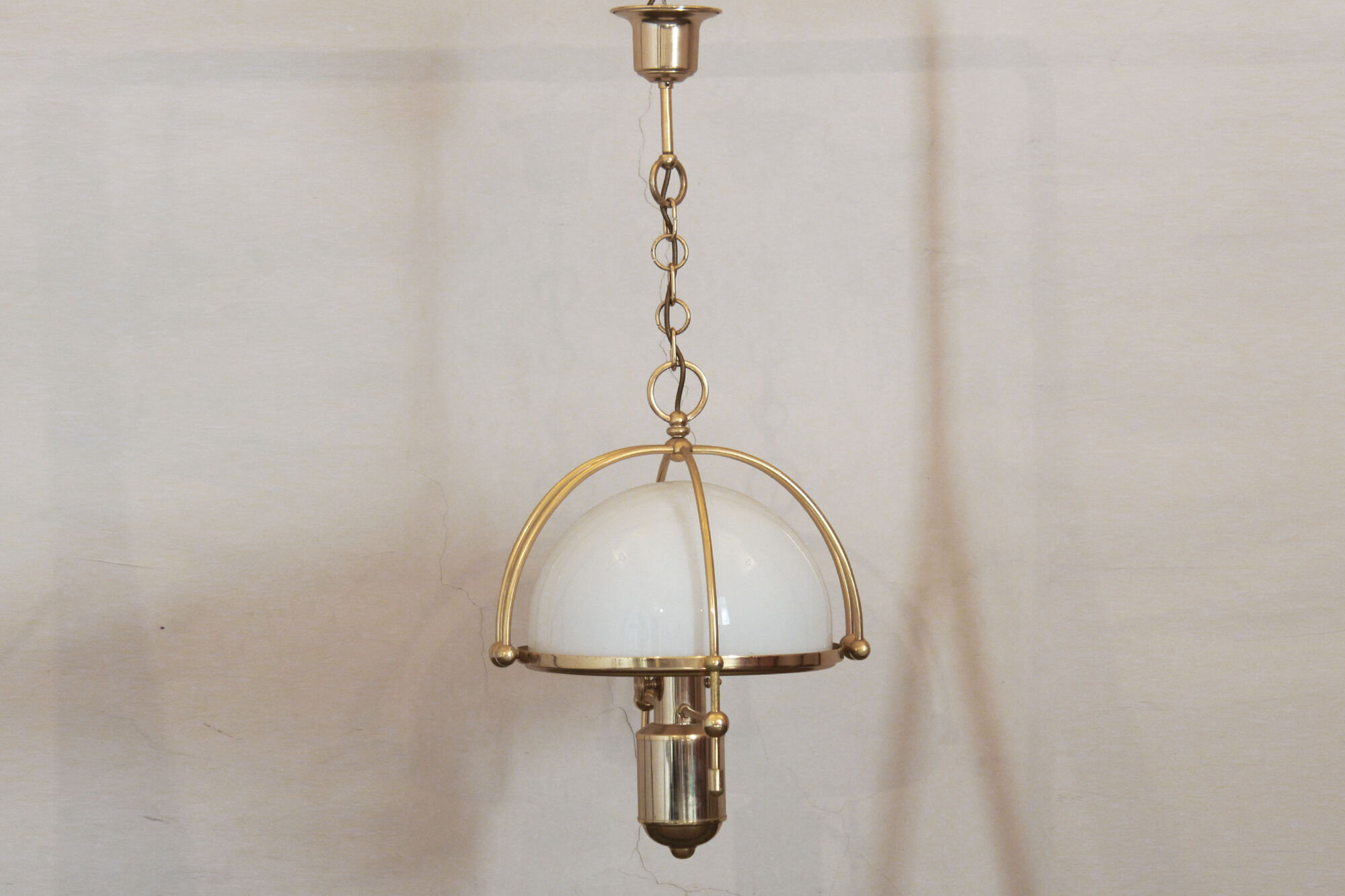 1970s goldenrod pendant with opaline glass