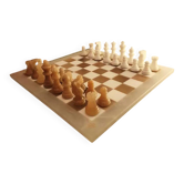 Vintage 1970s Luxury Chess Set in Handcrafted Italian Alabaster from Volterra - White and Natural Agate (Brown)