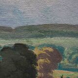 Tableau HSP Paysage ensoleillé Champs et forêts signé 1956 + cadre
