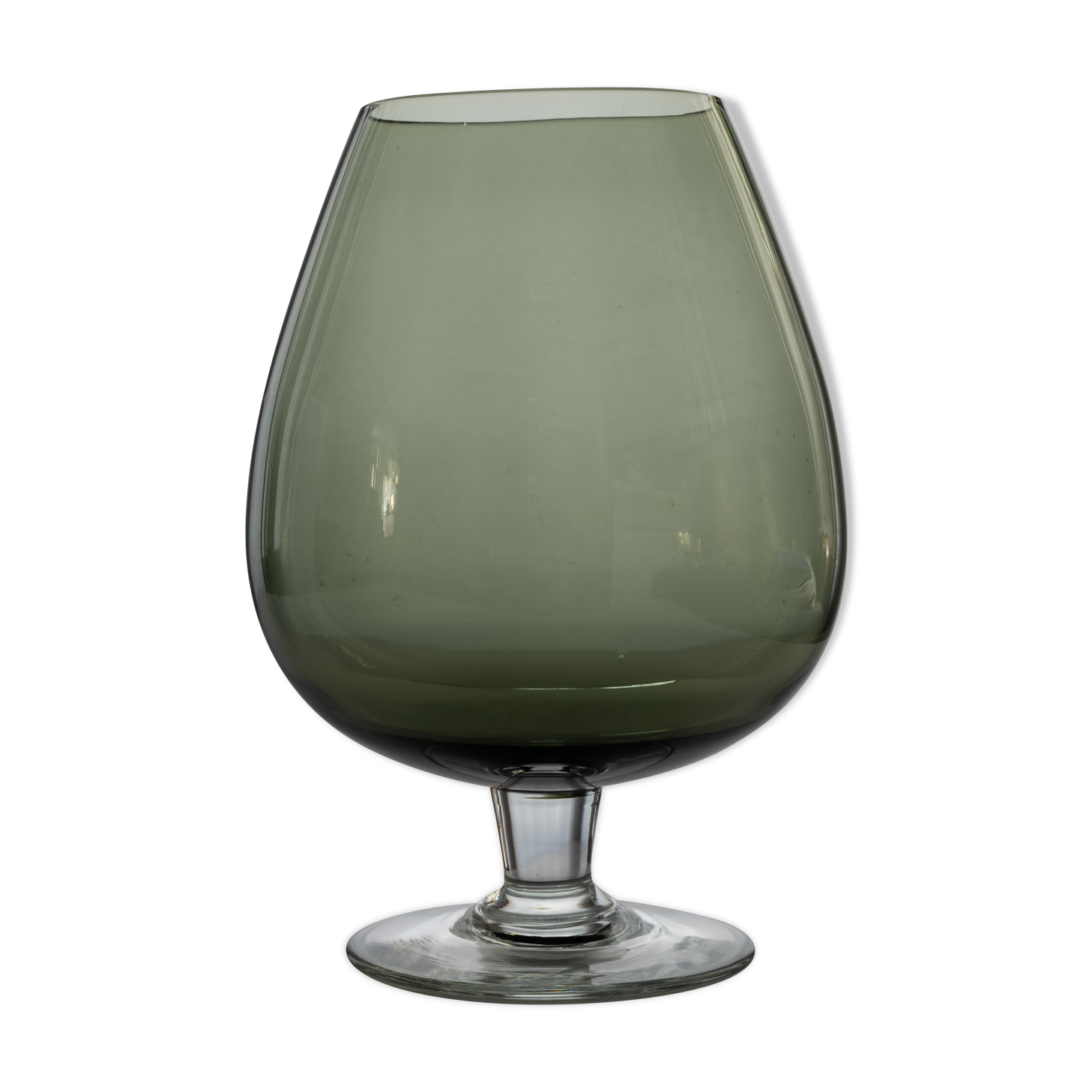 Smoked glass vase, cognac glass shape, c. 1970