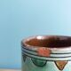 Handmade ceramic mug vase signed in enamelled terracotta