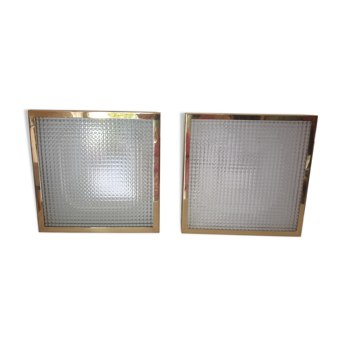 Pair of gold square wall light