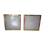 Pair of gold square wall light