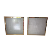 Pair of gold square wall light