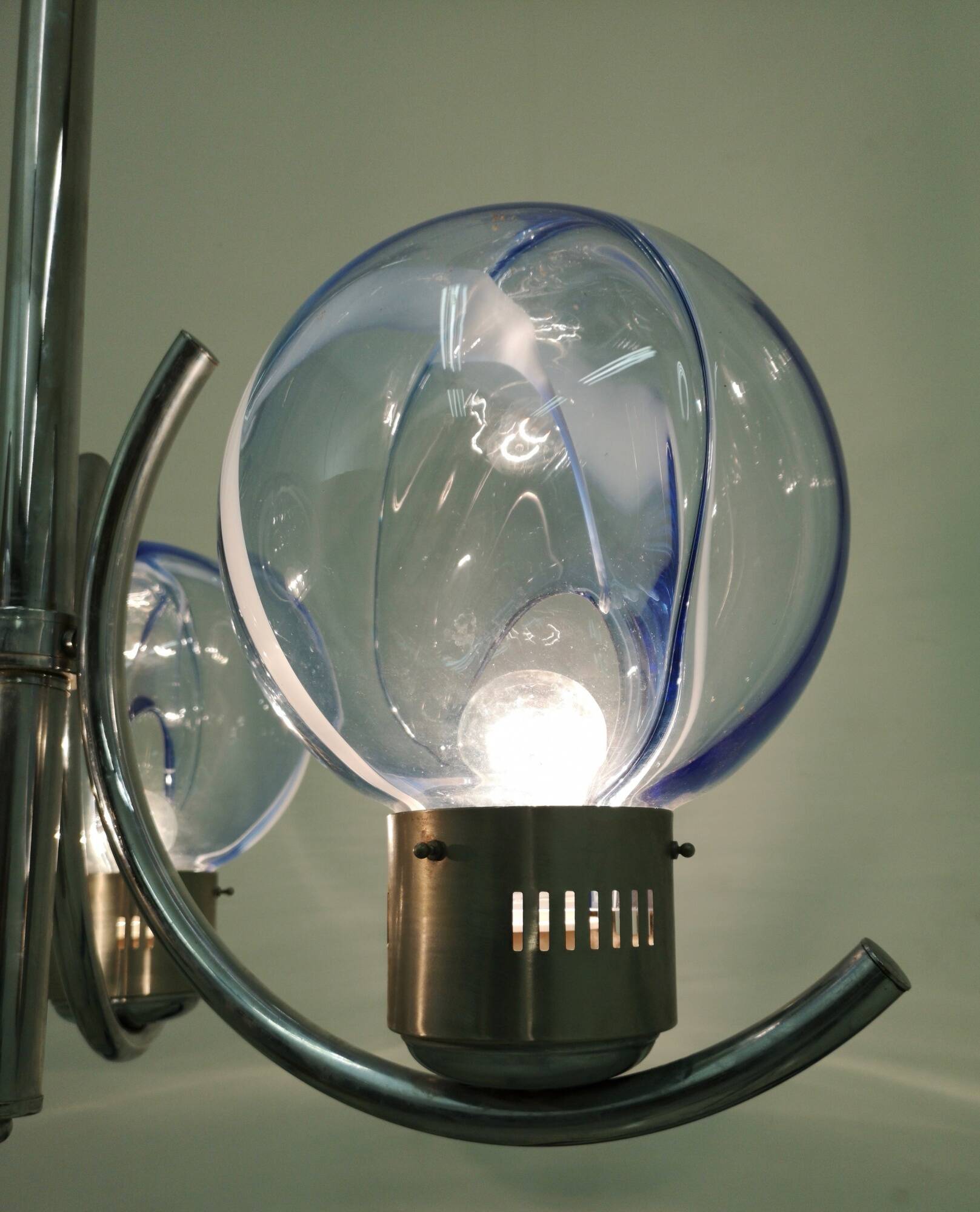 Light Blue Murano Glass Mod "Membrana" Chandelier by Toni Zuccheri