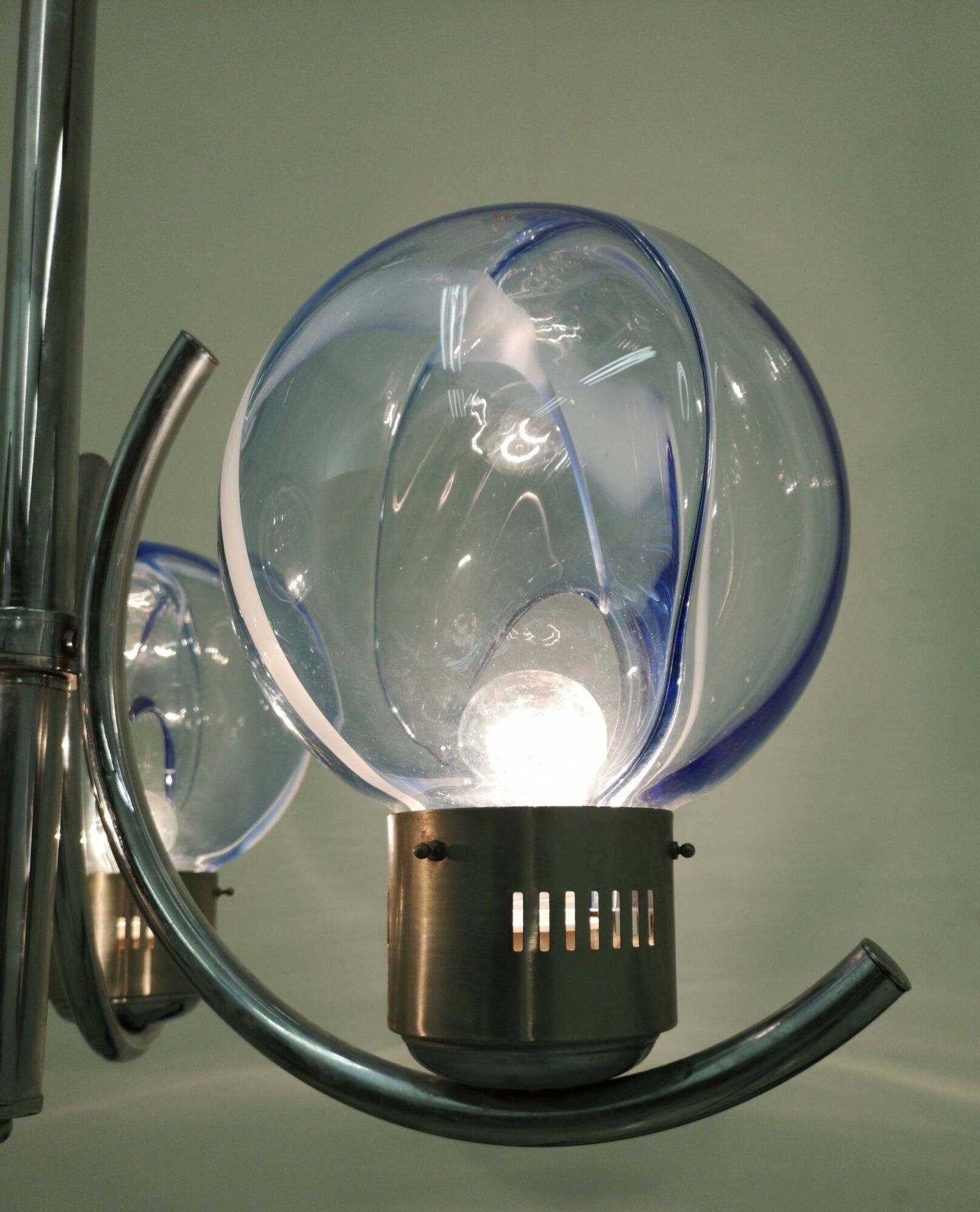 Light Blue Murano Glass Mod "Membrana" Chandelier by Toni Zuccheri