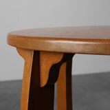 Amsterdamse School Oak round Side Table, The Netherlands, ca. 1920