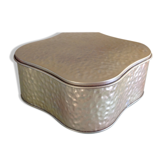 Gold hammered metal box, vintage 60/70s