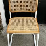 Cesca chair b32 model in white and wood by Marcel Breuer