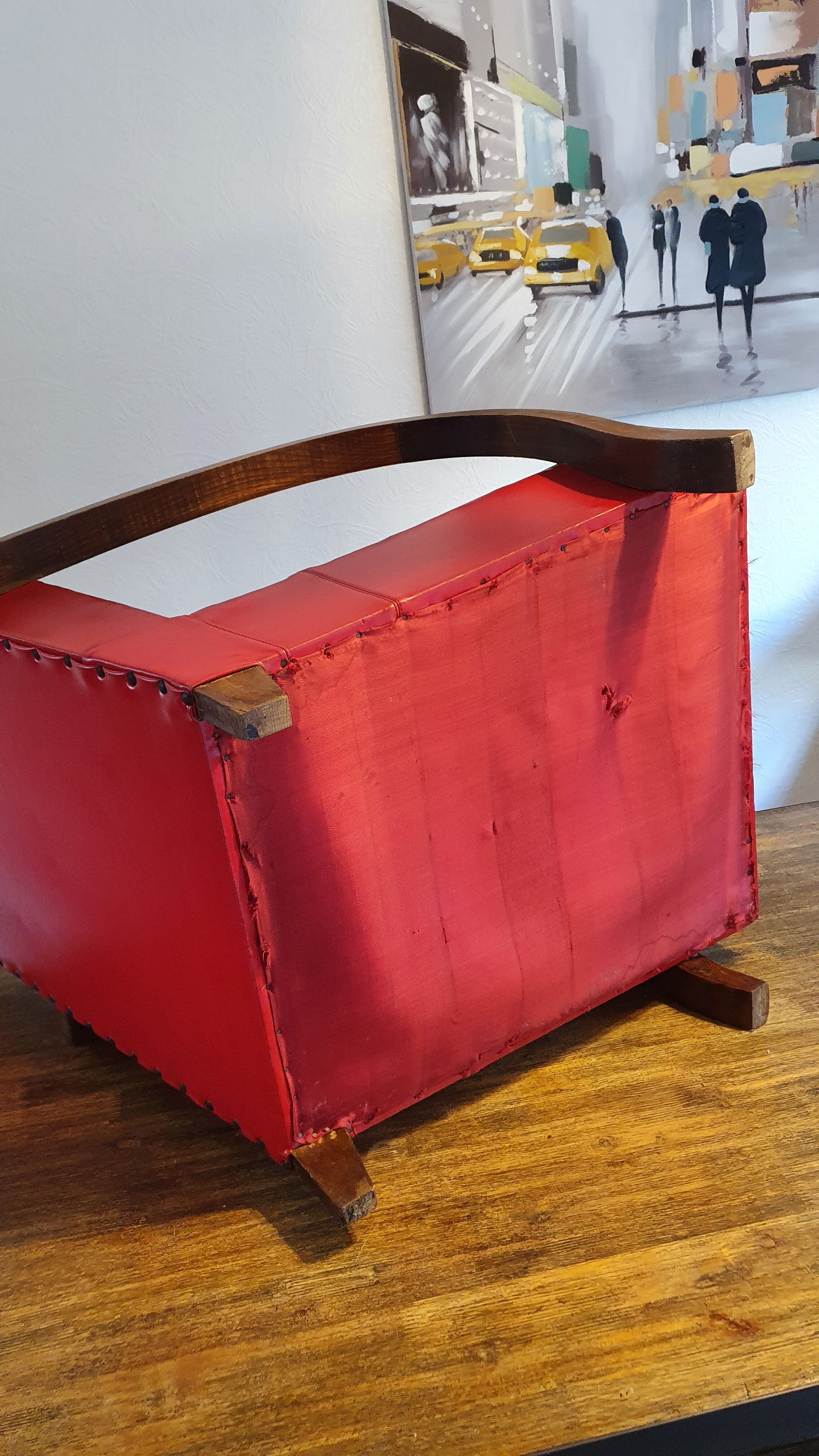 Armchair art deco skaï red