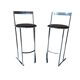 Paire de tabourets vintage des années 70 - Design minimaliste en chrome et cuir