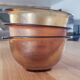 3 frosted glass bowls, amber