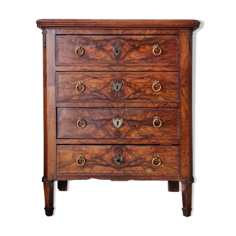 Antique Louis XV style chest of drawers in walnut veneer – 4 drawers