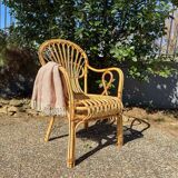 60s adult bamboo and rattan armchair