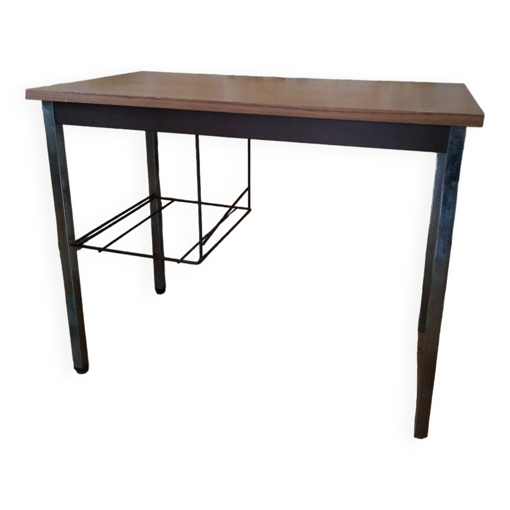 Metal and wood desk from the 1970s.