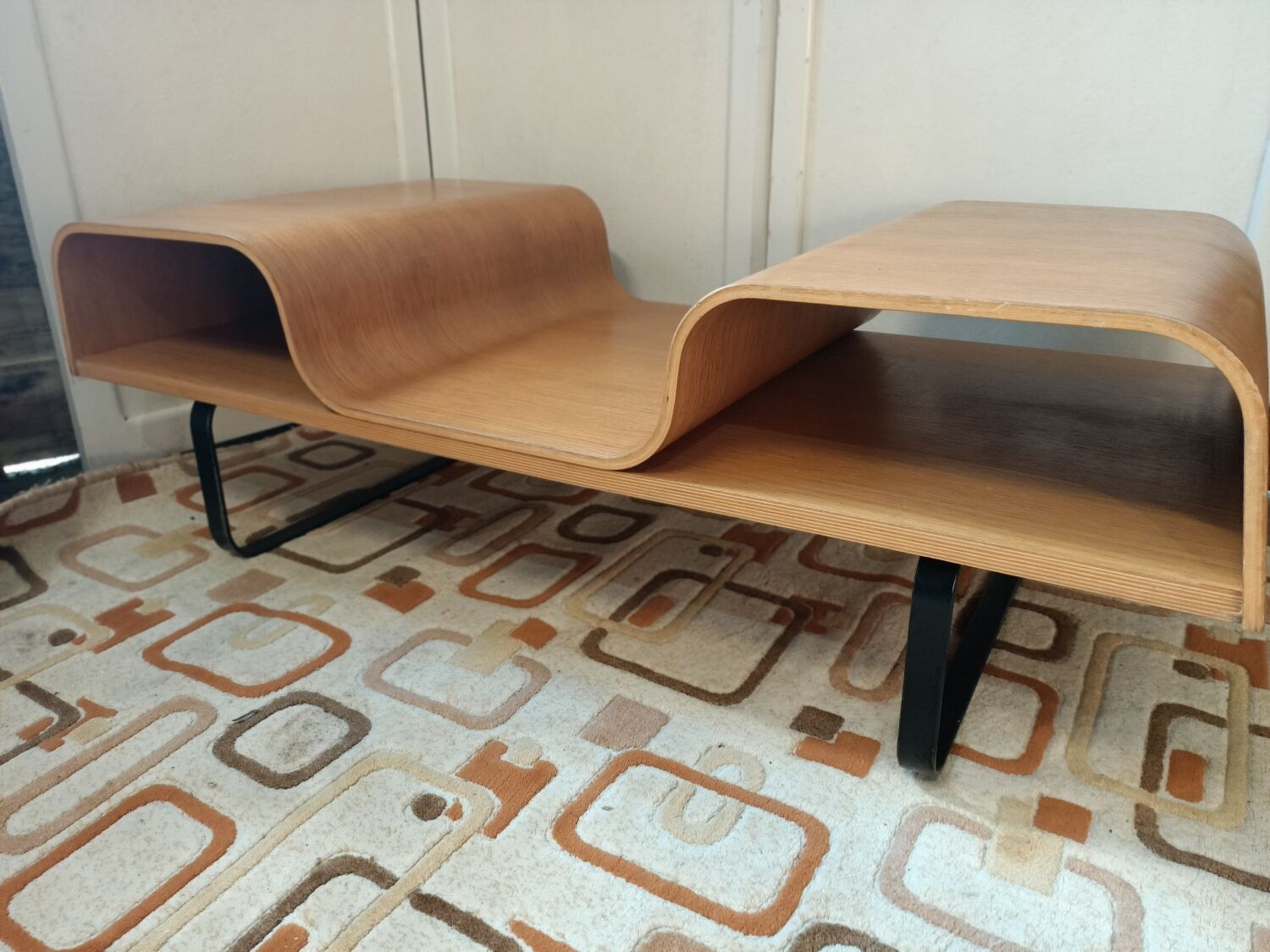 Curved wooden coffee table