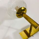 Pair of wall lamps in brass and glass Hillebrand, Germany 1960