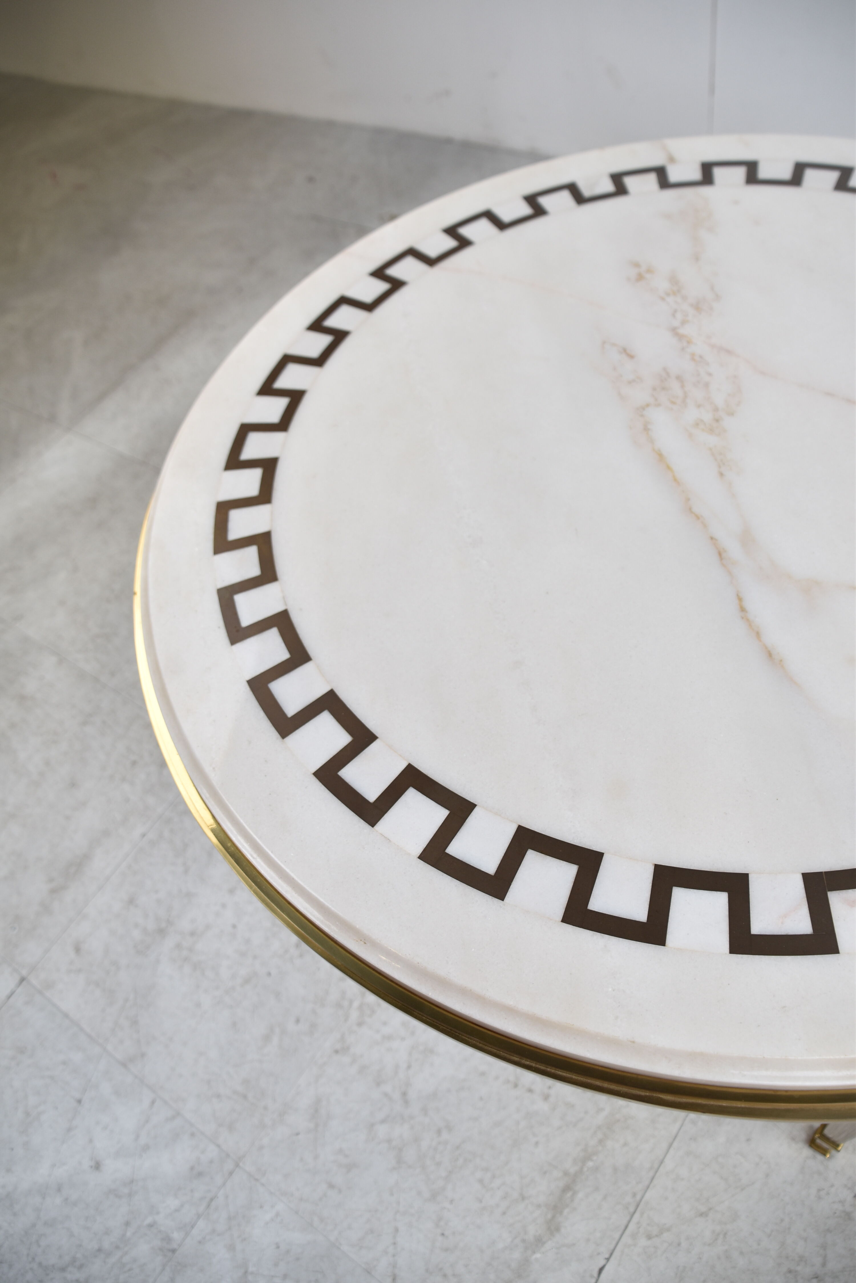 Vintage brass and white marble coffee table, 1970s