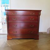 4-drawer chest of drawers – Cherry stain – Imitation Empire style – 80s