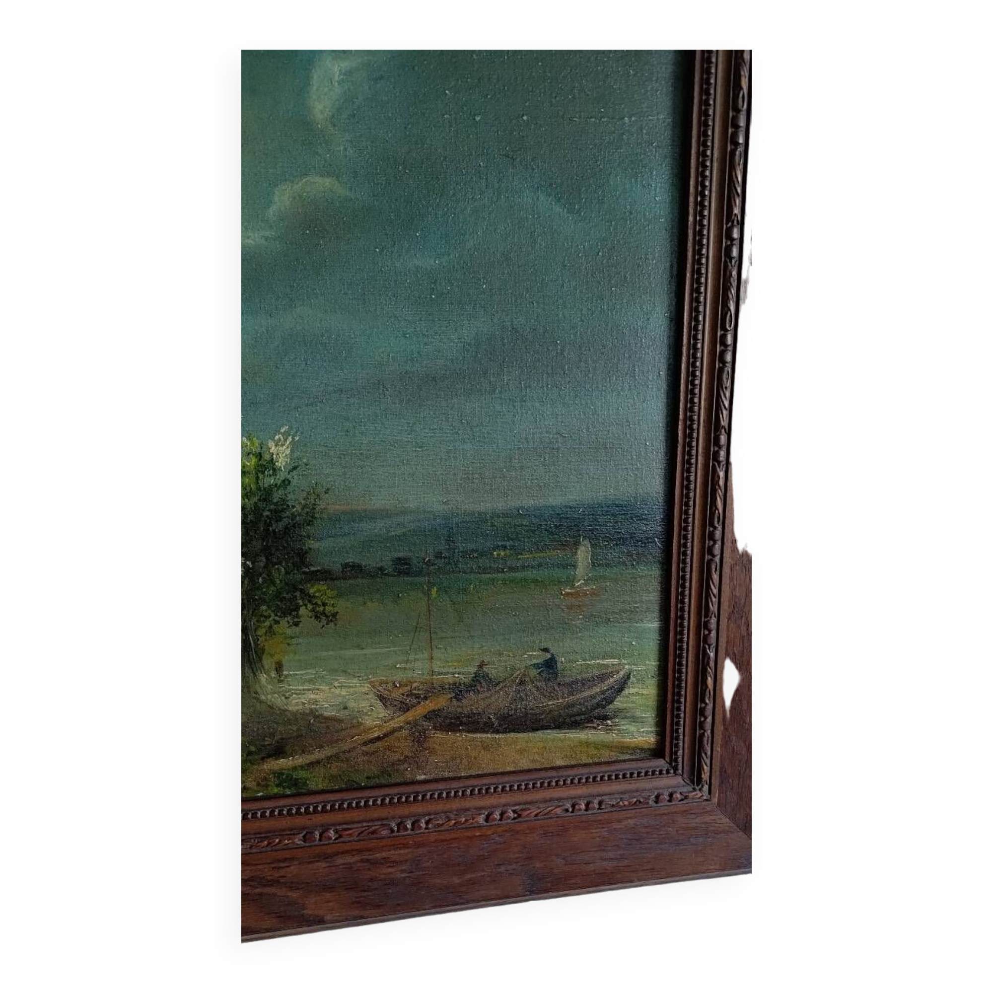 Navy blue moon port painting