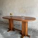 Honey-Brown Beech Wood Mid-Century Dining Table with Rattan Accents, 1960 Oval Top