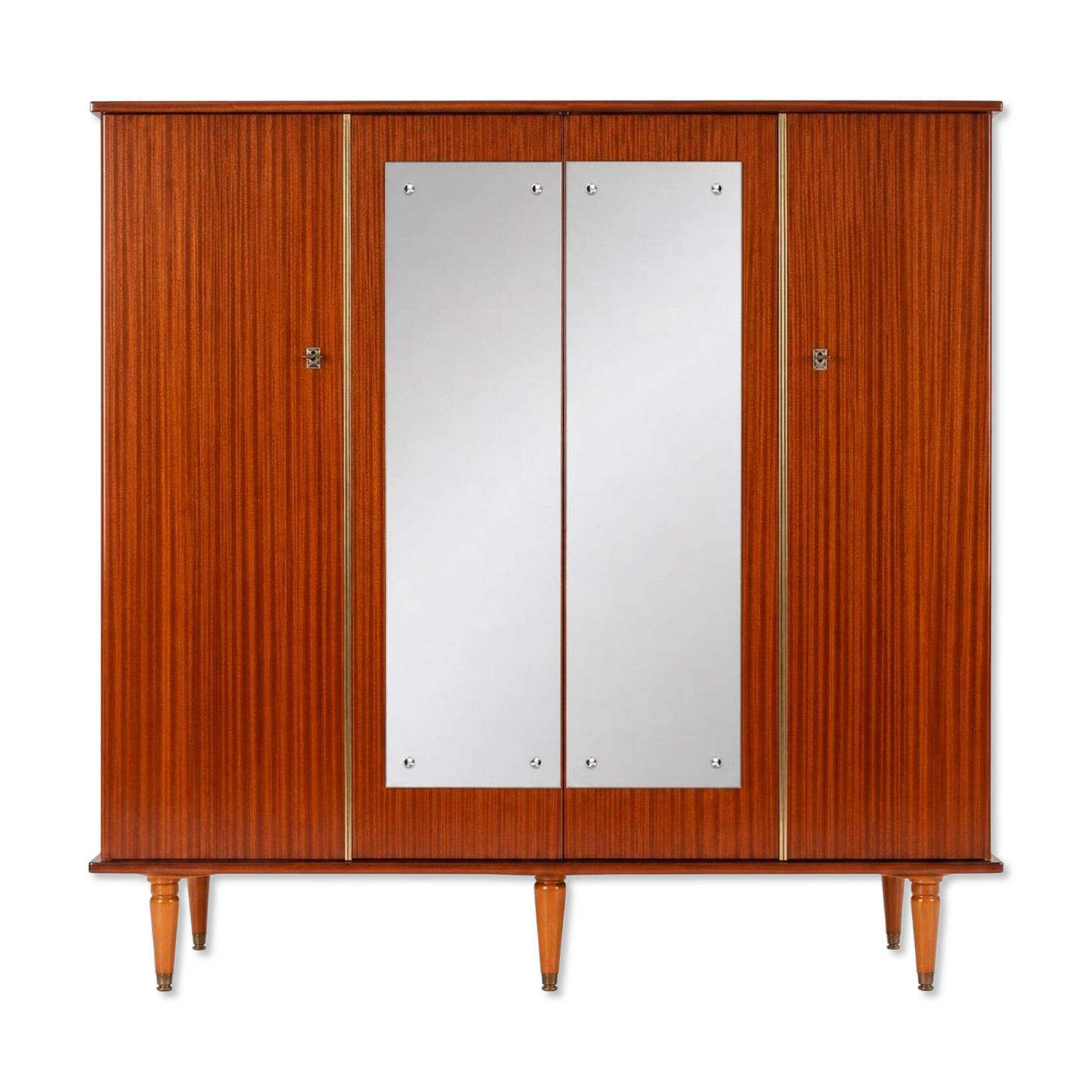 Armoire palissandre, miroirs & laiton doré — style Art Déco