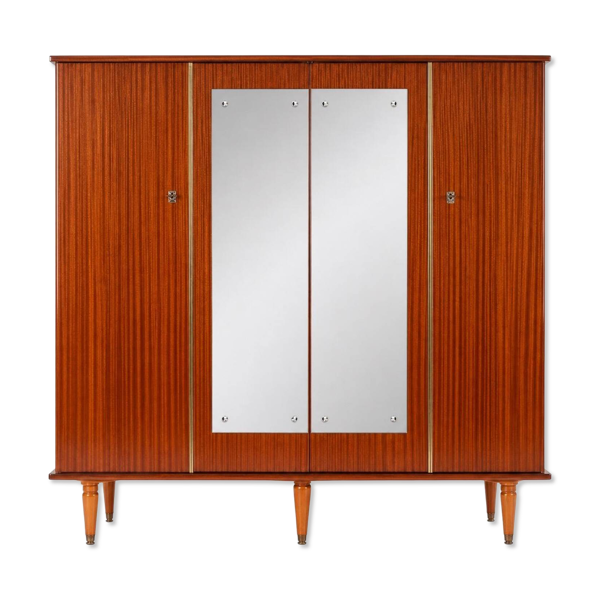 Armoire palissandre, miroirs & laiton doré — style Art Déco