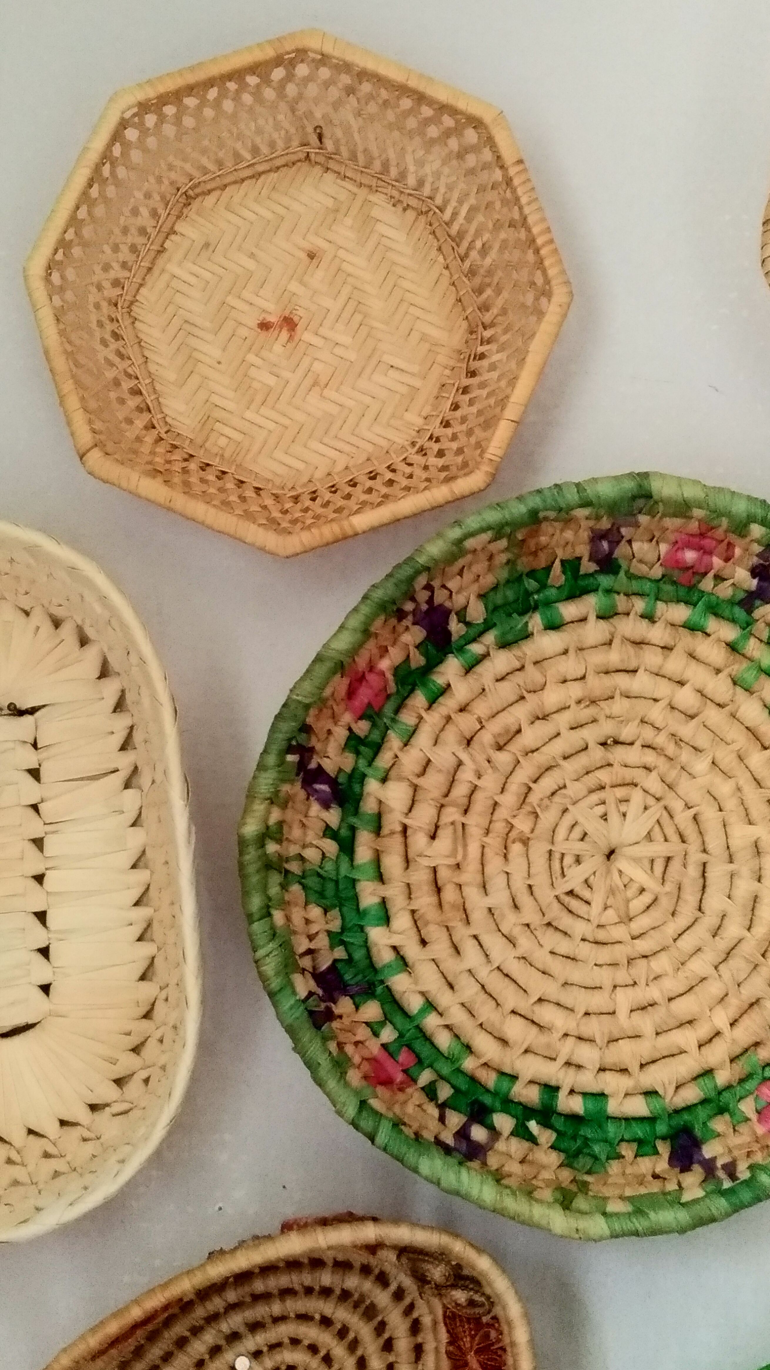 Composition of vintage colorful baskets