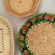 Composition of vintage colorful baskets