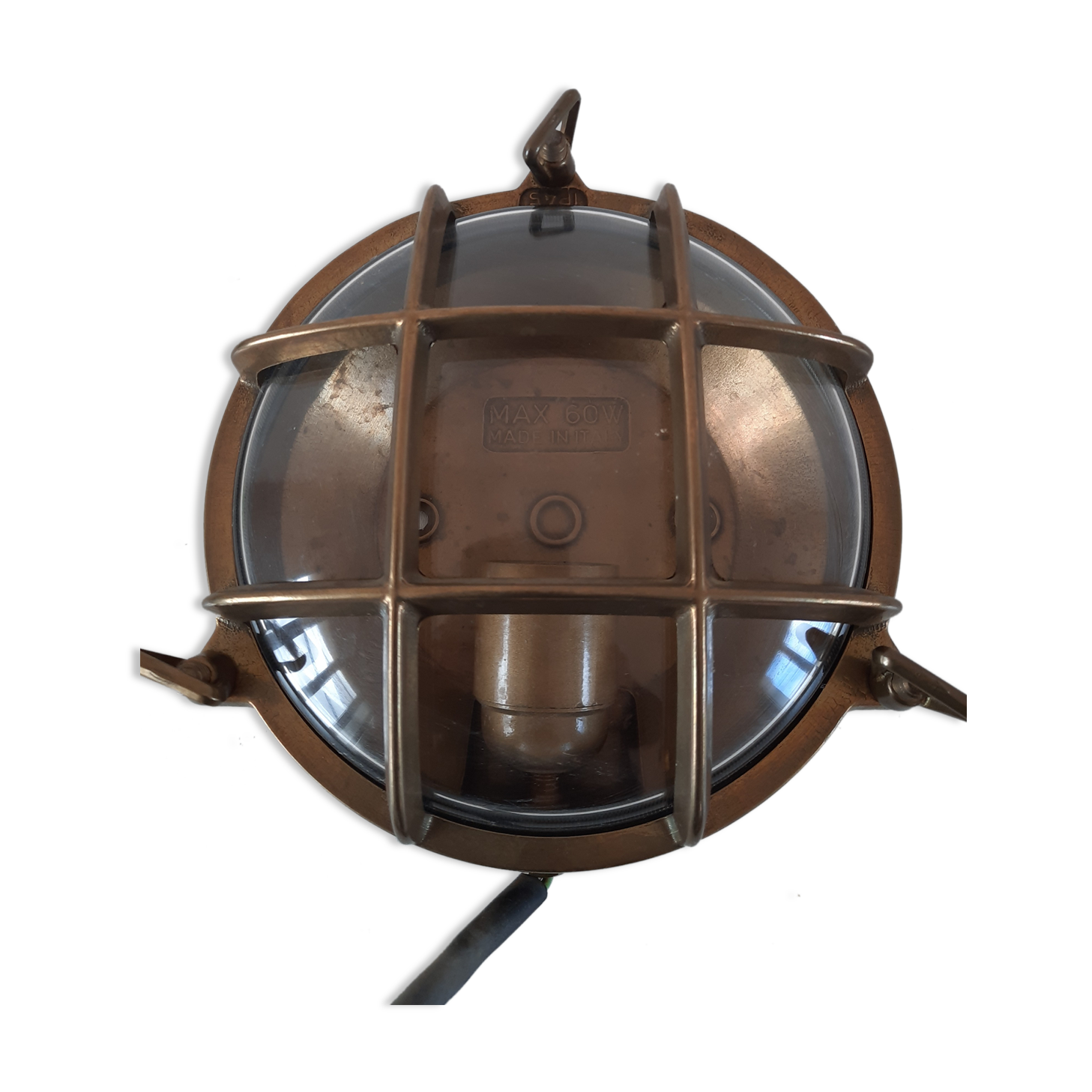 Navy porthole wall lamp in brass made in italy