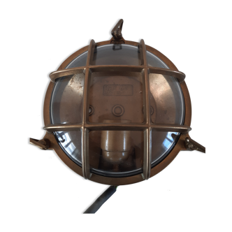 Navy porthole wall lamp in brass made in italy