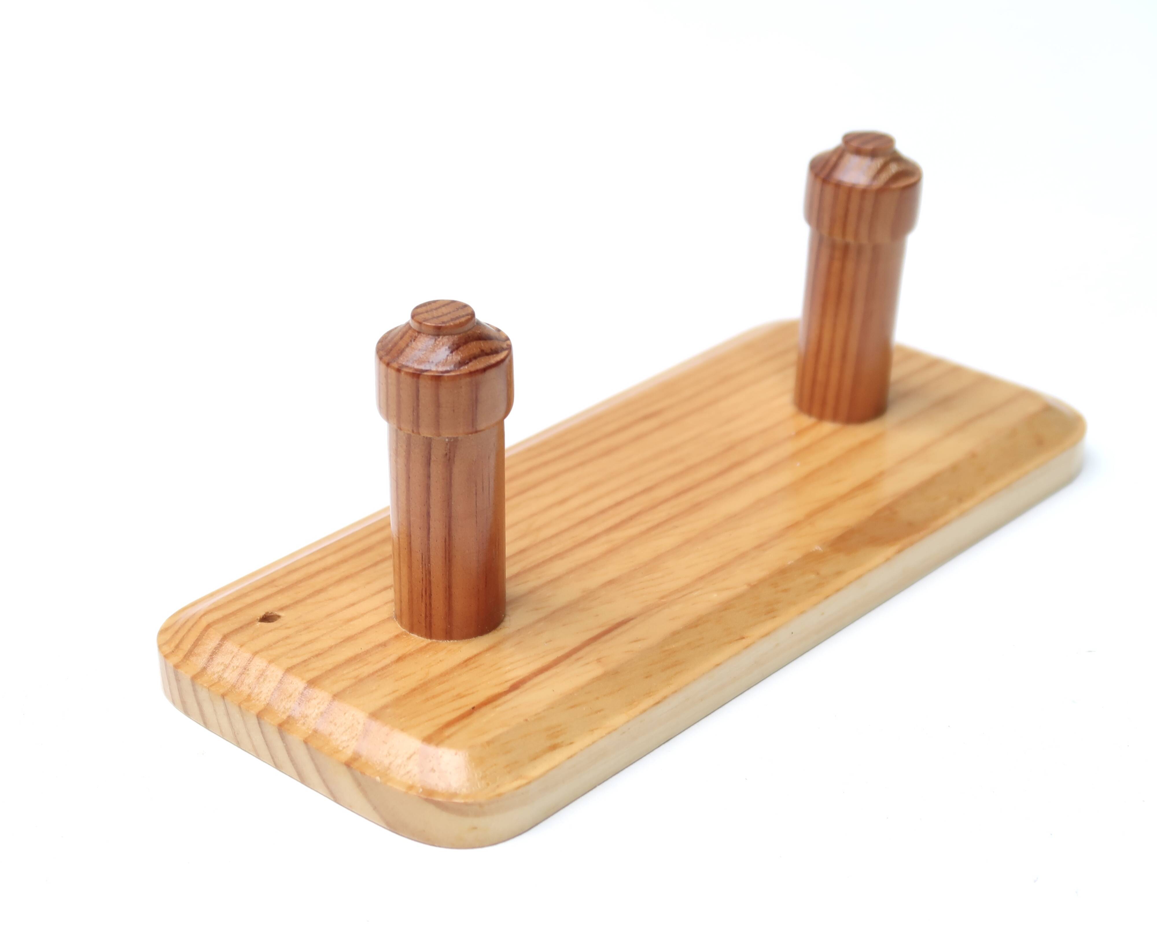 Pine wood wall coat rack, 70s