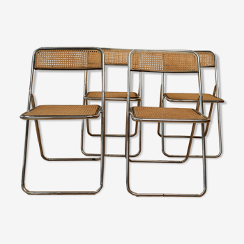 Set four folding chairs cannage