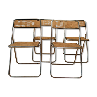 Set four folding chairs cannage
