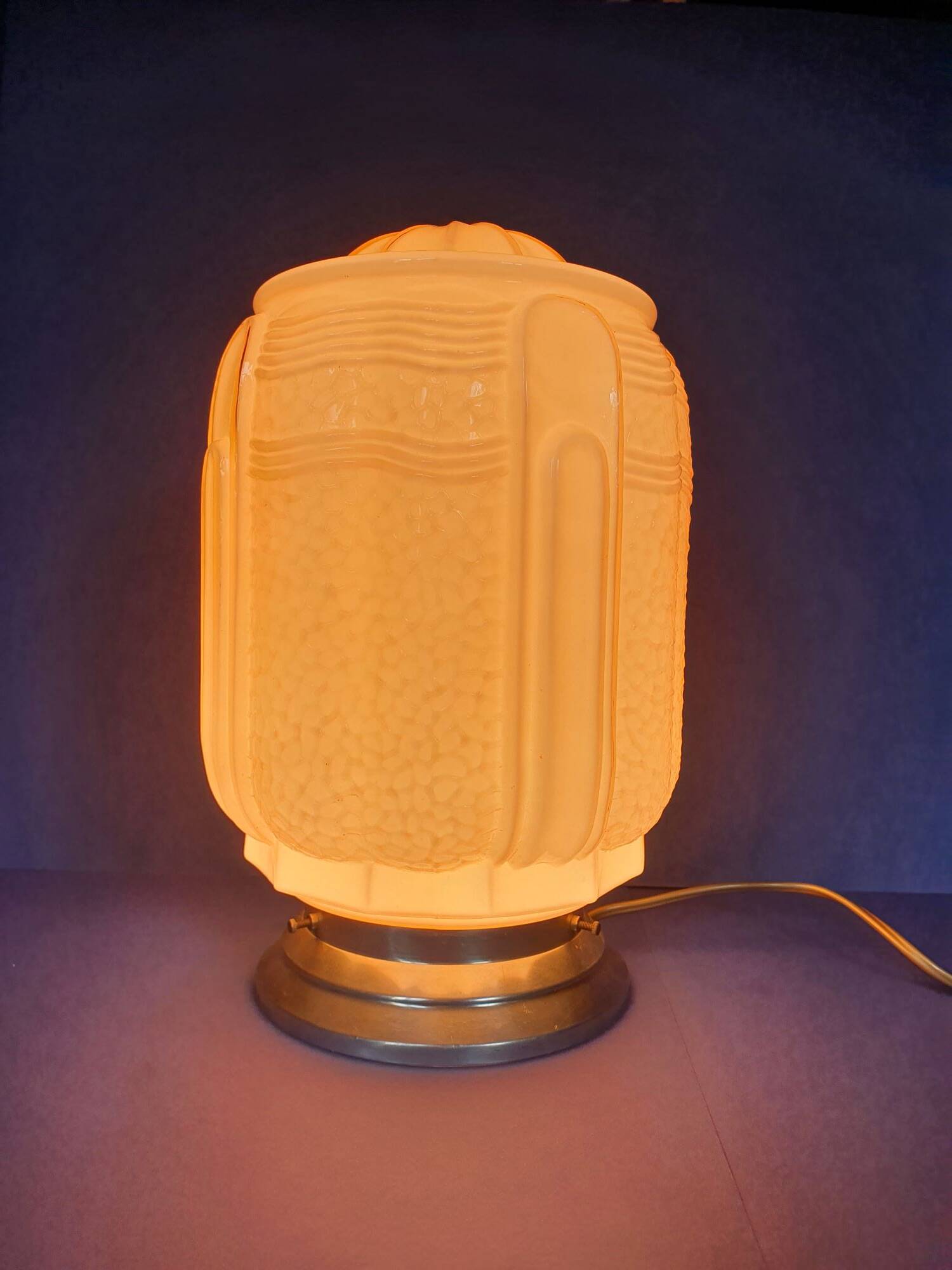 Pair of large pink art deco table lamps France