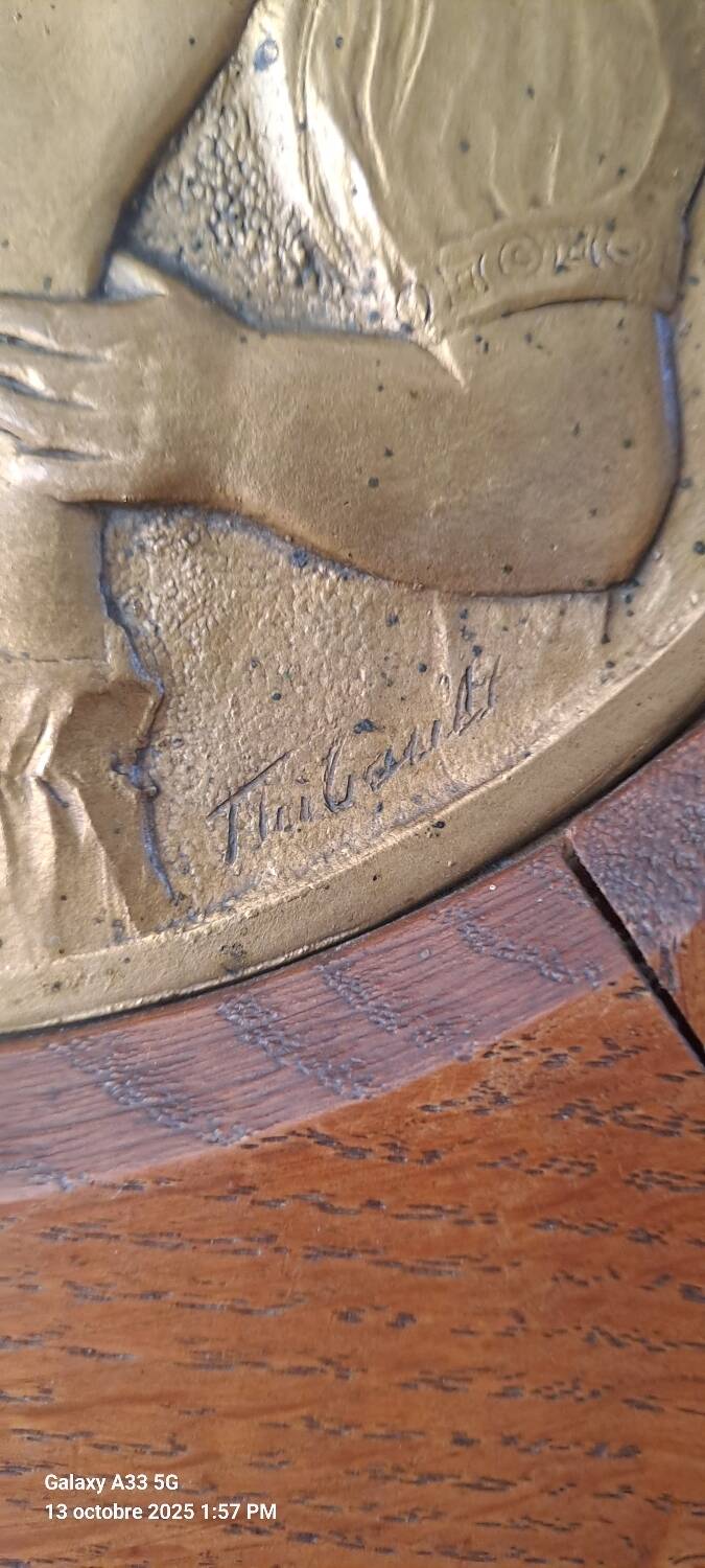 Art Deco bronze sculpture "Maternity" signed Thibault