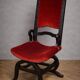 Fauteuil ancien style néo-Renaissance italienne / Savonarole – velours rouge – bois noirci
