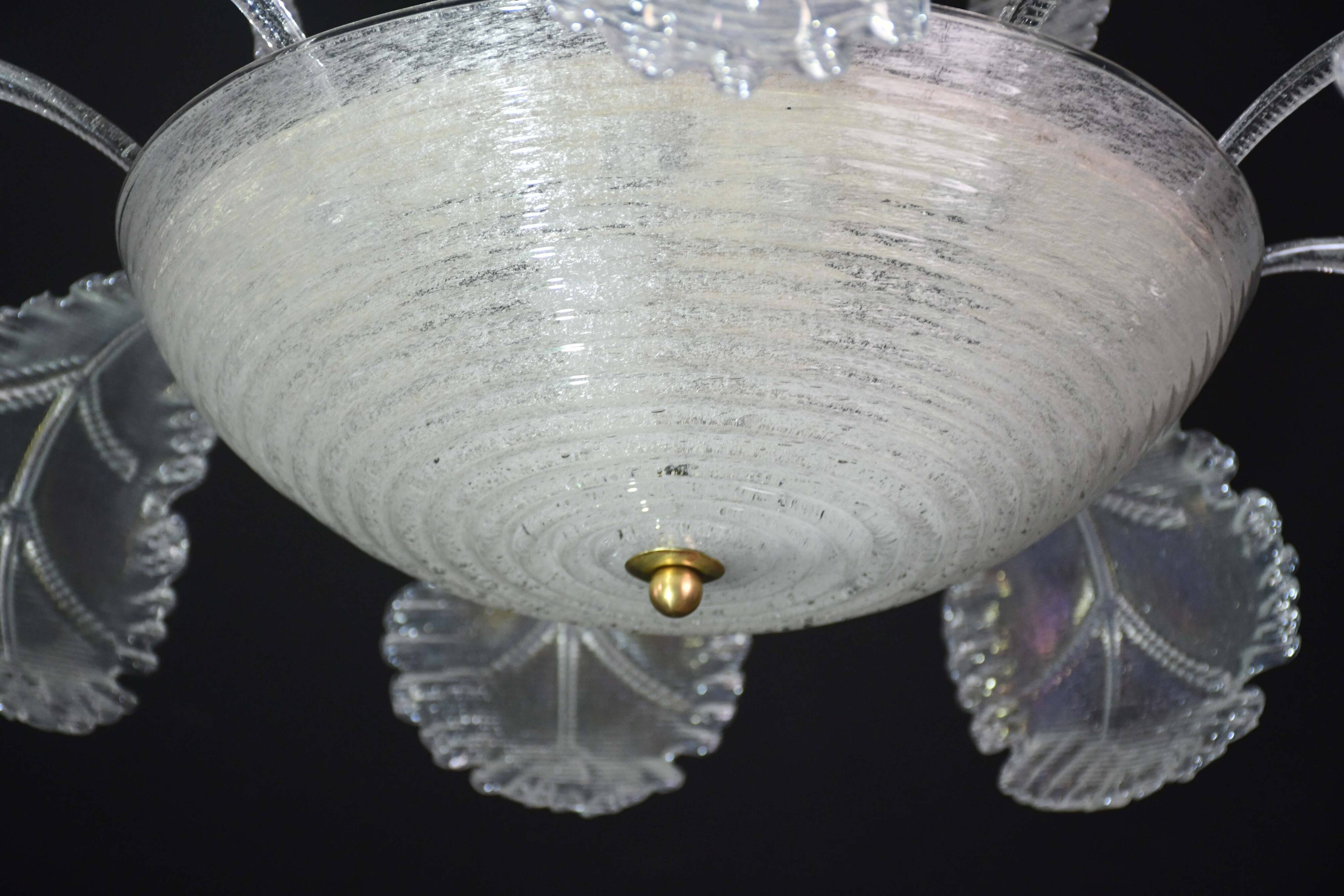 Luxury Barovier & Toso chandelier, Murano Pulegoso glass, 1950s