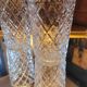 Set of three long drink glasses in pressed glass with a diamond pattern, 1960.